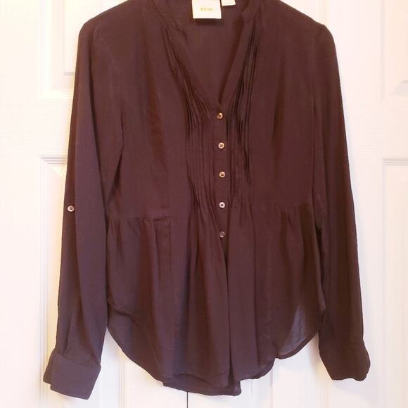 ANTHROPOLOGIE MAEVE BLACK BUTTON UP BLOUSE S 2 - Picture 8 of 8